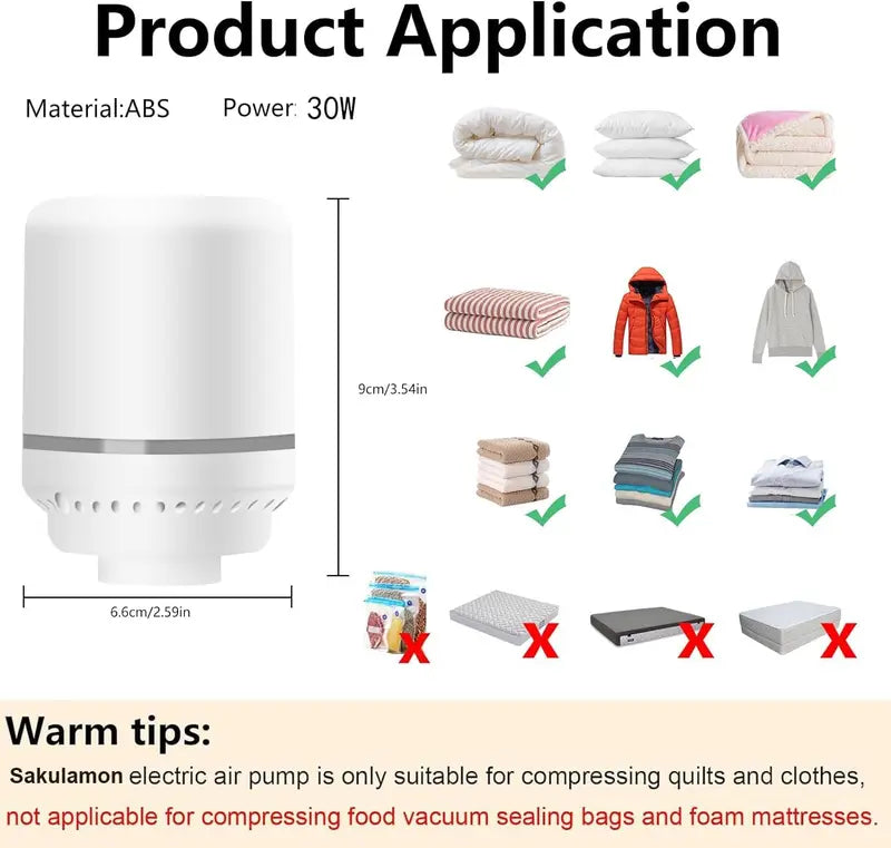 Cordless Portable Vacuum Storage Bag Set