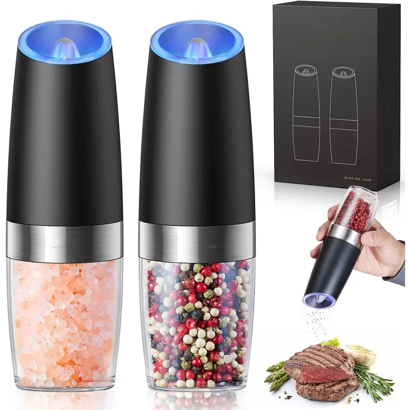 2pcs Gravity Electric Salt and Pepper Grinder Set