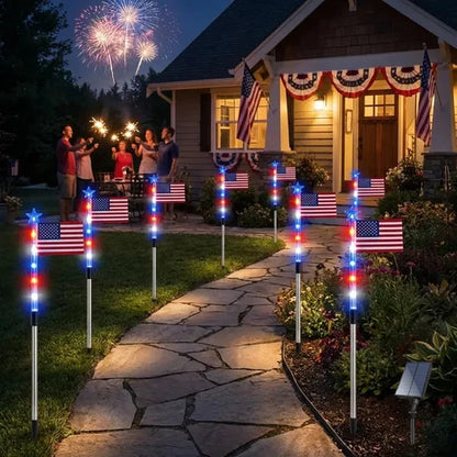 8 Solar American FlagPathway Lights for 250thIndependence Celebration