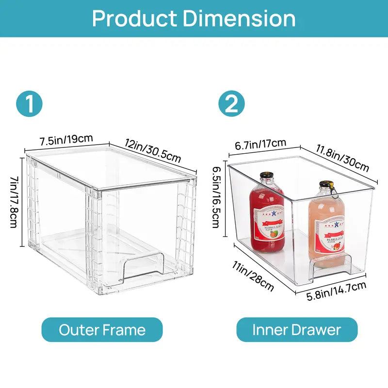 2-8 Pack 12in Stackable Undersink Storage Drawers
