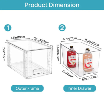 2-8 Pack 12in Stackable Undersink Storage Drawers