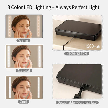 Adjustable LED Lit 3-Way Mirror