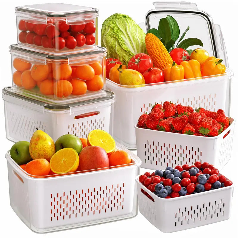 5/6 Pack BPA-Free Plastic Fruit & Vegetable Storage Boxes