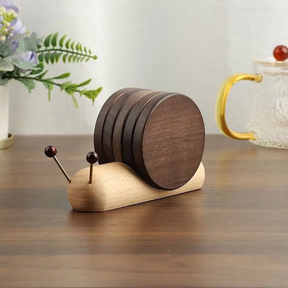 Wooden Snail Coaster Set