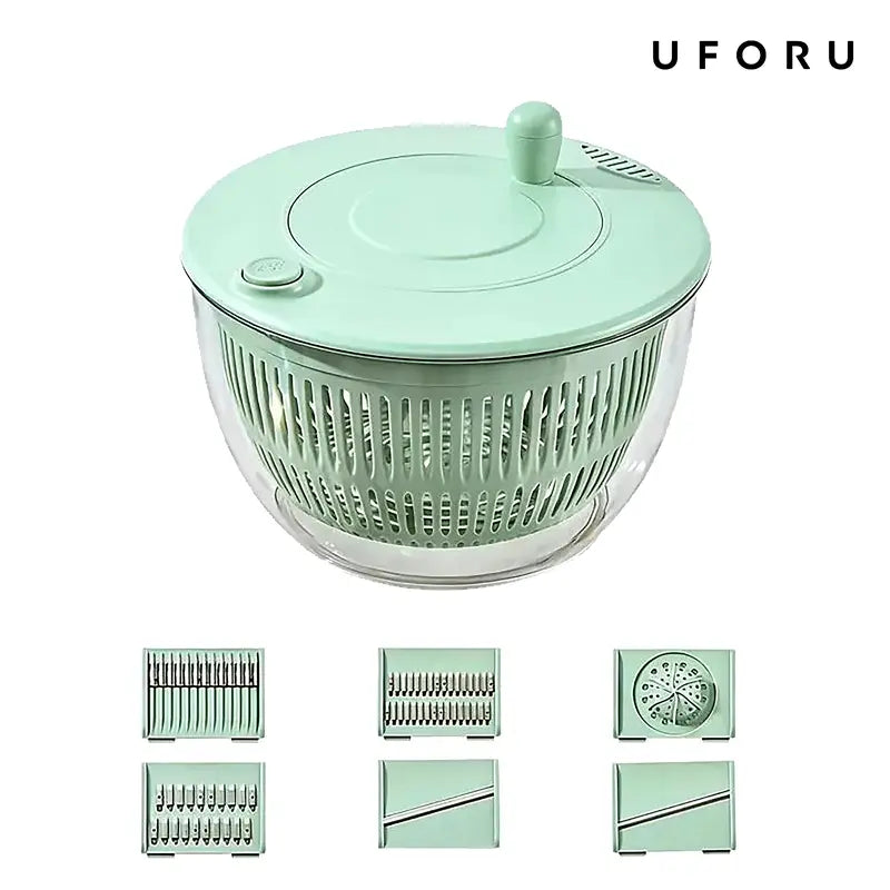 5.3 Qt Large Functional Plastic 3-in-1 Rotating Salad Spinner Set