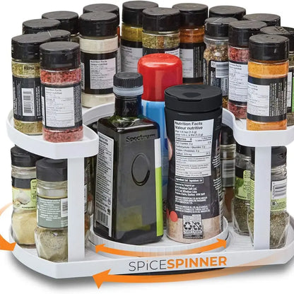 2-Tier Smooth Rotating Lazy Susan Spice Rack Organizer