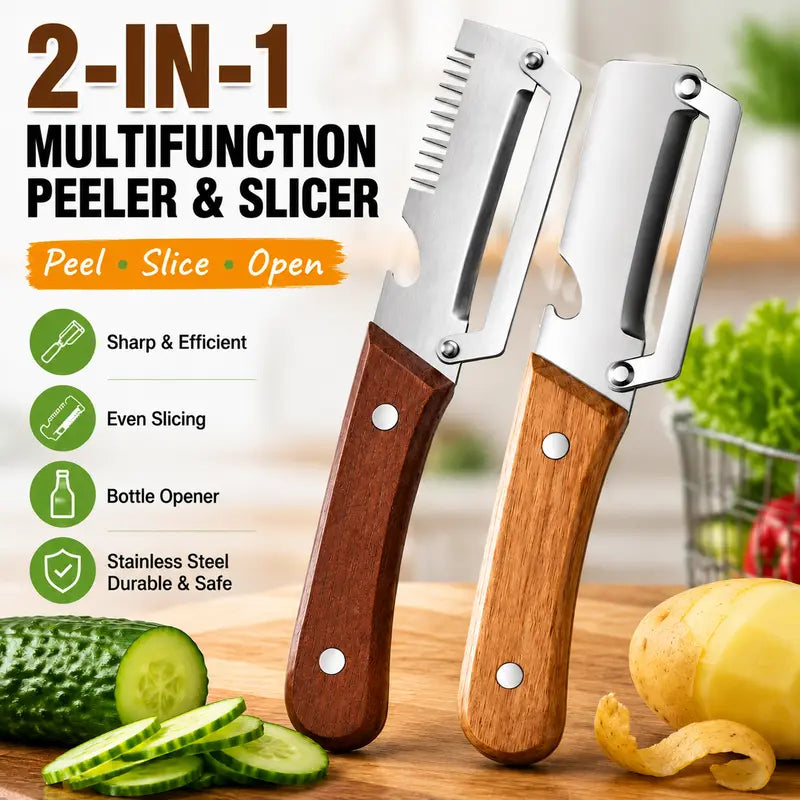 Wood Handle Multifunction Kitchen Peeler