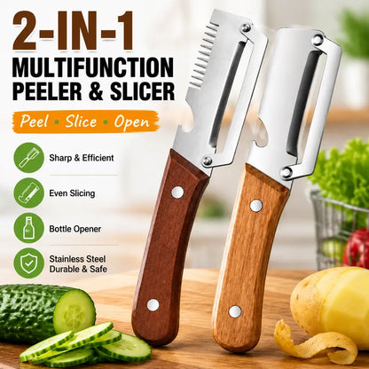 Wood Handle Multifunction Kitchen Peeler