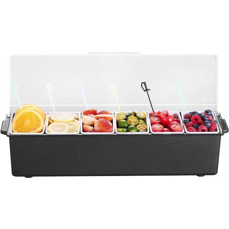 6-Detachable Compartment Ice-Cooled Condiment Server