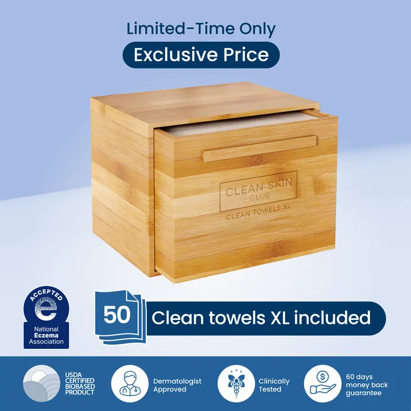 Luxe Bamboo box with Drawer + 50 XL Towels