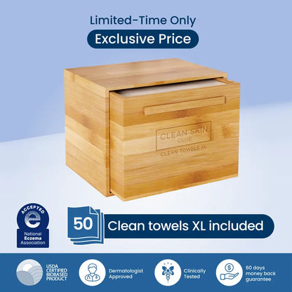 Luxe Bamboo box with Drawer + 50 XL Towels