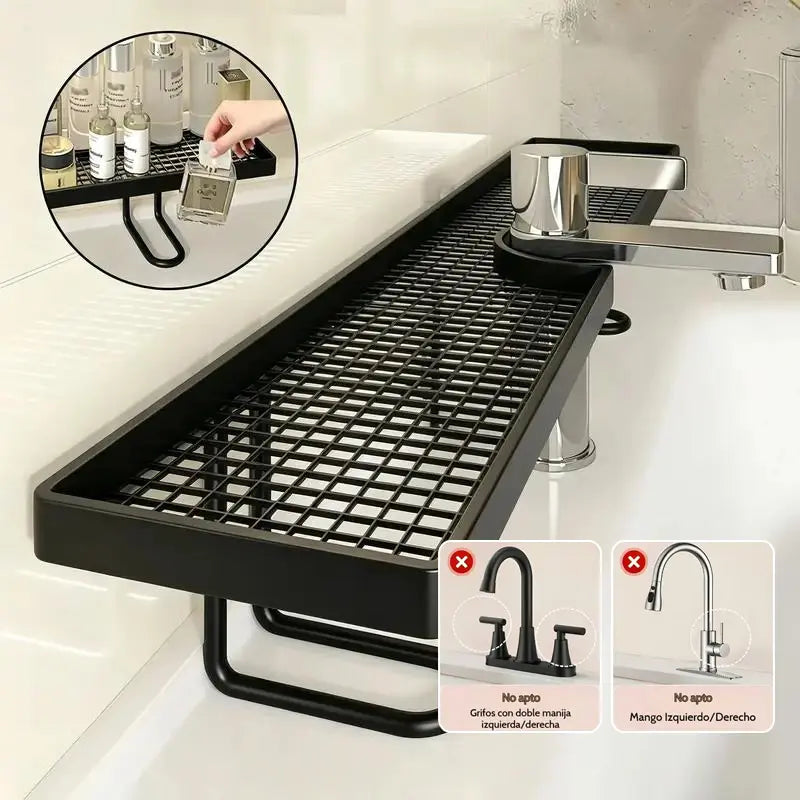 Bathroom Organizer No-Drill Minimalist Carbon Steel Countertop Storage Rack