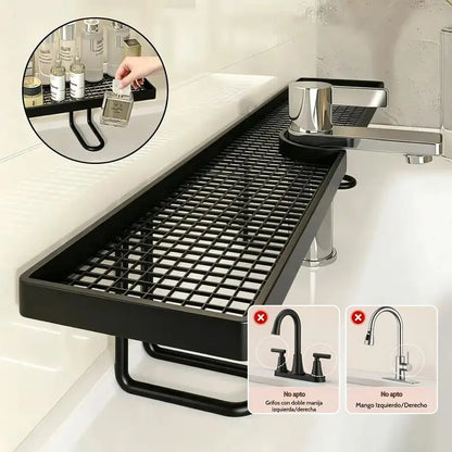 Bathroom Organizer No-Drill Minimalist Carbon Steel Countertop Storage Rack