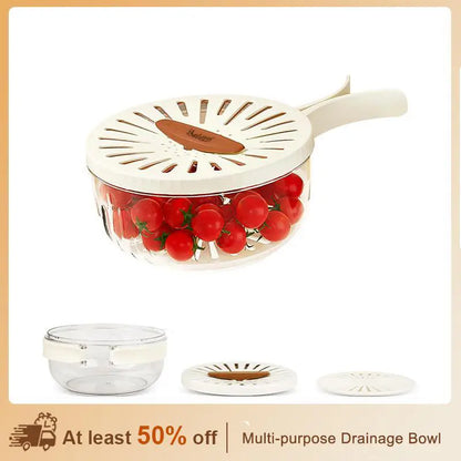 Multifunctional Round Bowl Kitchen Colander with Lid
