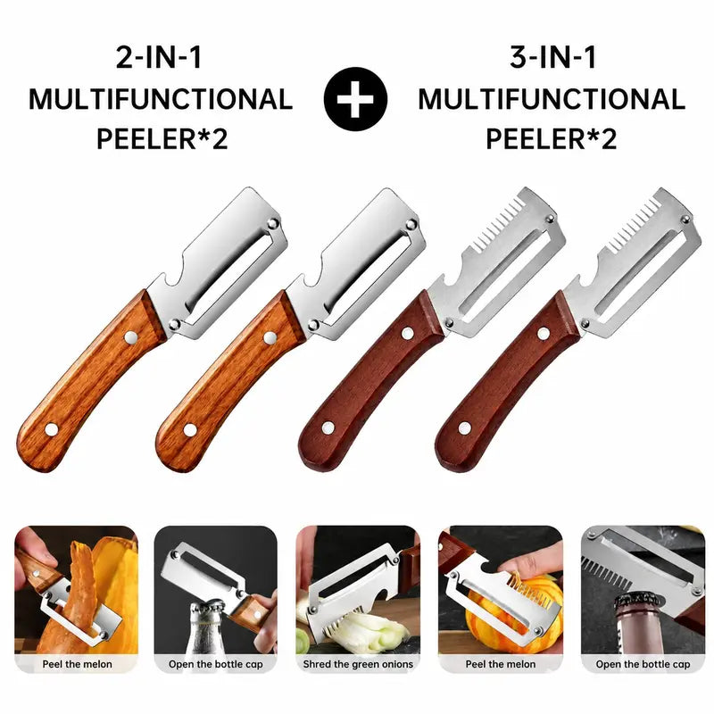 Wood Handle Multifunction Kitchen Peeler