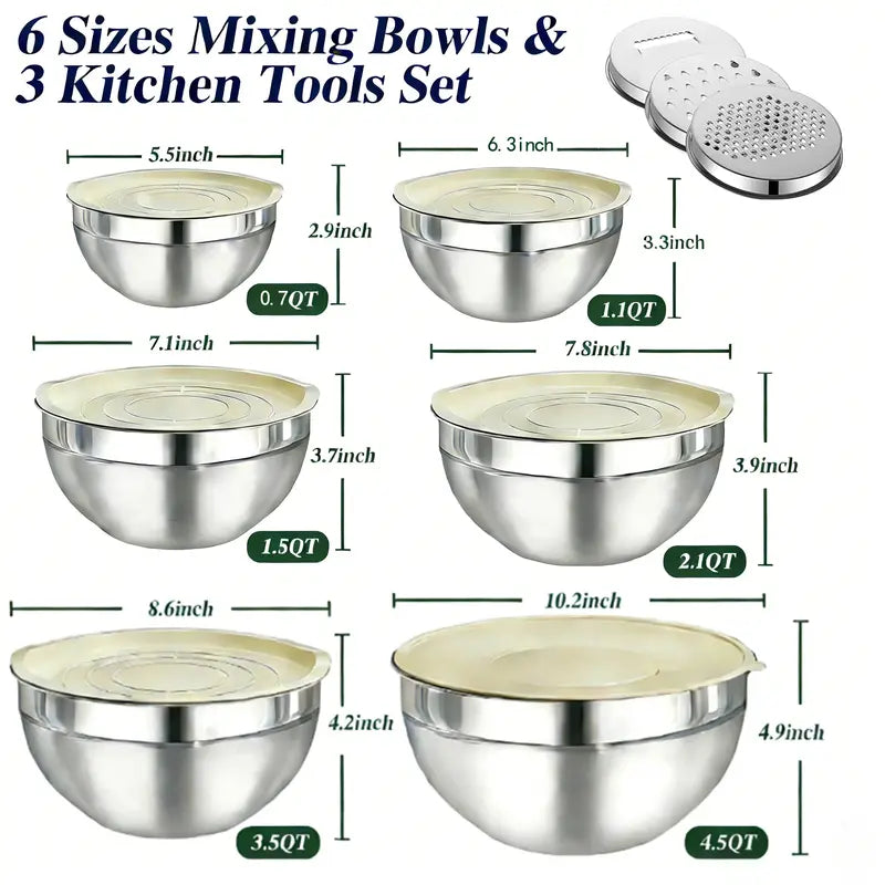 6 Piece Mixing Bowl with Lids Set