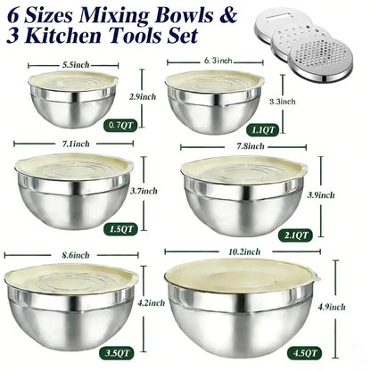6 Piece Mixing Bowl with Lids Set