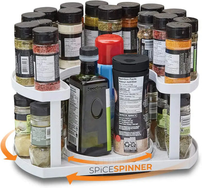 2-Tier Smooth Rotating Lazy Susan Spice Rack Organizer