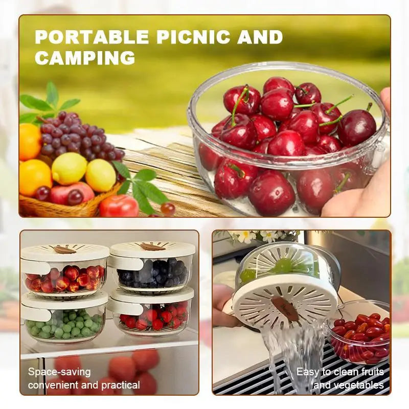 Multifunctional Round Bowl Kitchen Colander with Lid