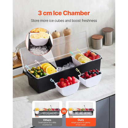 6-Detachable Compartment Ice-Cooled Condiment Server