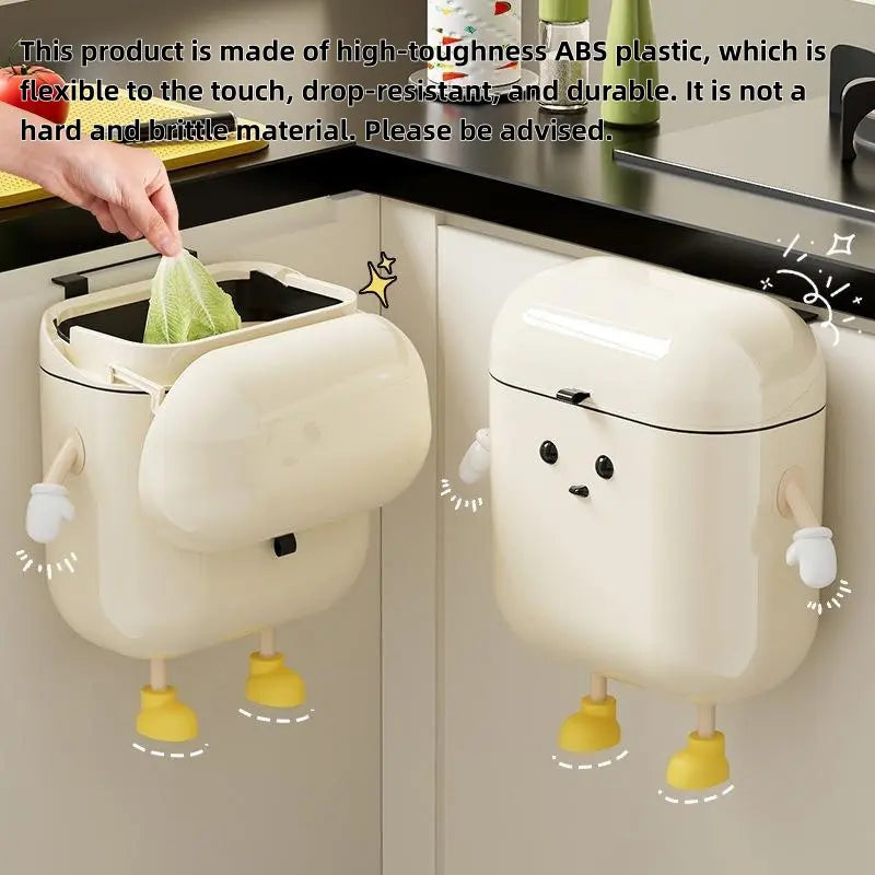 3.2 Gal/12L Hanging ABS Plastic Trash Can with Flip Lid