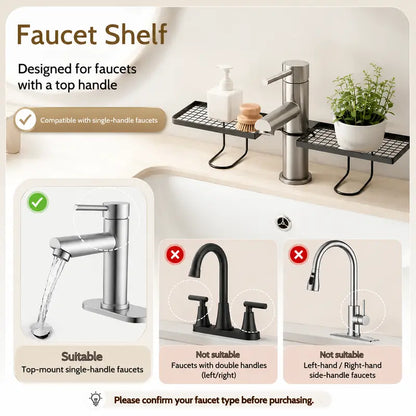 Bathroom Organizer No-Drill Minimalist Carbon Steel Countertop Storage Rack