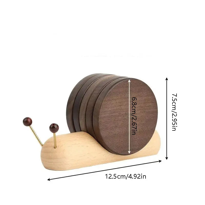 Wooden Snail Coaster Set