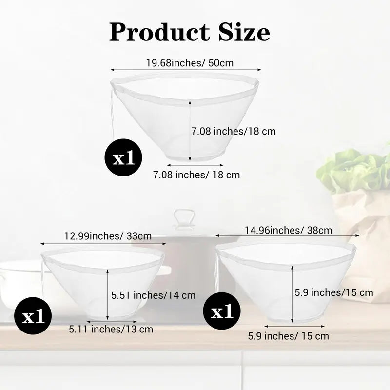3PCS Bowl-Shaped Nylon Nut Milk Bag