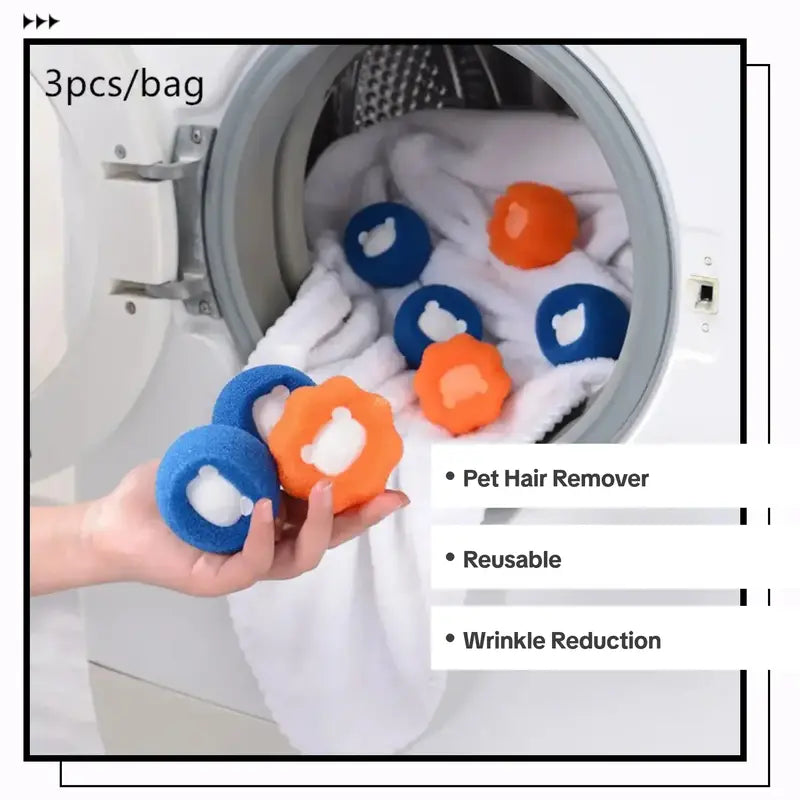 Reusable Hair Remover Rubber Laundry Ball Set