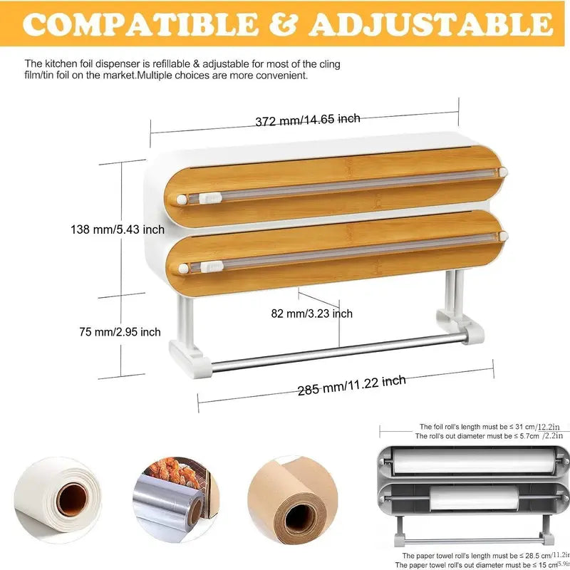Three-In-One Wall-Mounted Food Wrap Cutter Box