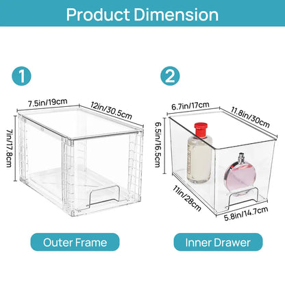 2-8 Pack 12in Stackable Undersink Storage Drawers