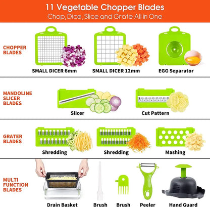 16-in-1 BPA-Free Stainless Steel Kitchen Gadget Food Chopper Utensils