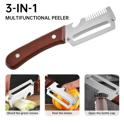 Wood Handle Multifunction Kitchen Peeler