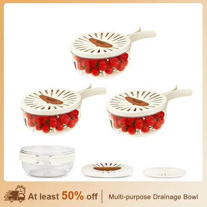 Multifunctional Round Bowl Kitchen Colander with Lid
