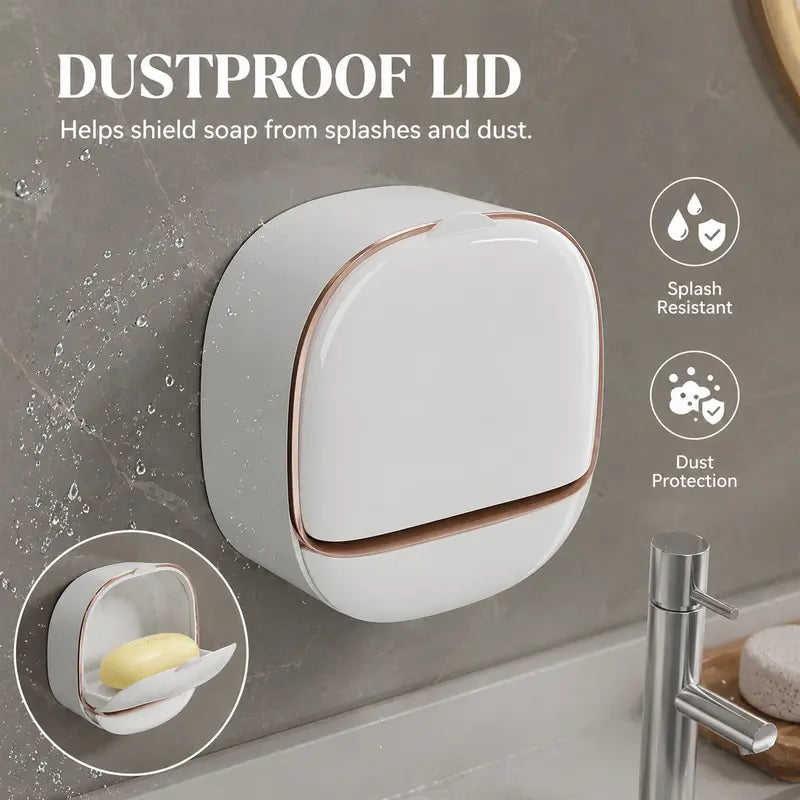 Wall-Mounted Bar Soap Container with Drain System