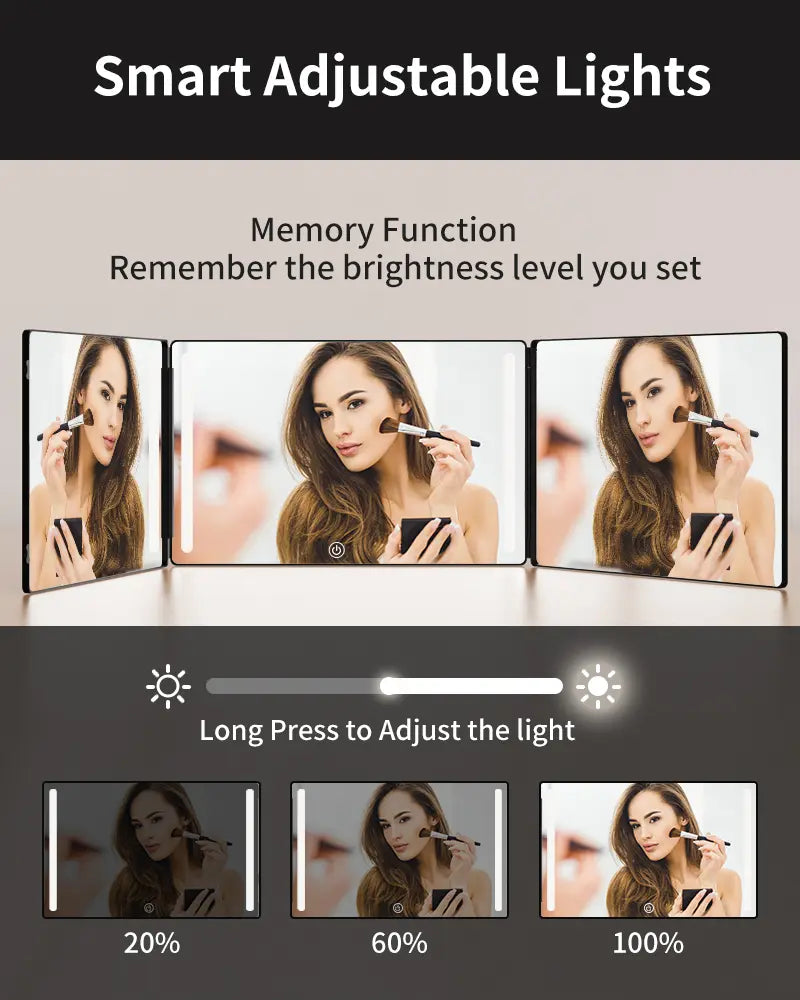 Adjustable LED Lit 3-Way Mirror