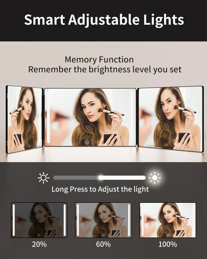 Adjustable LED Lit 3-Way Mirror