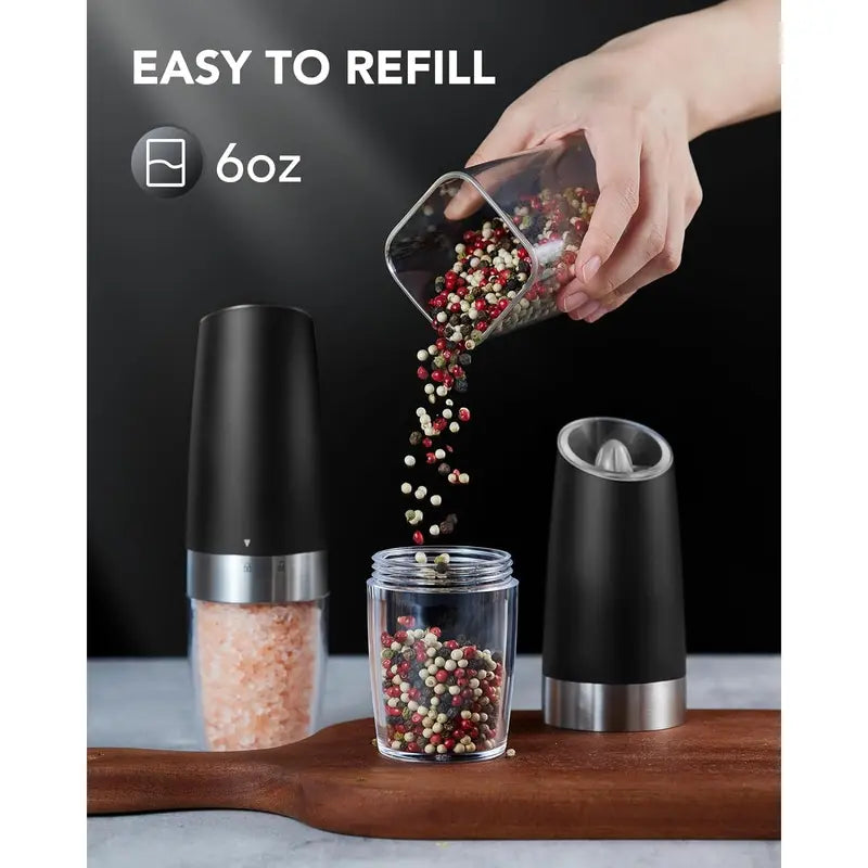 2pcs Gravity Electric Salt and Pepper Grinder Set