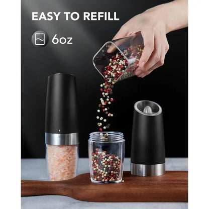 2pcs Gravity Electric Salt and Pepper Grinder Set