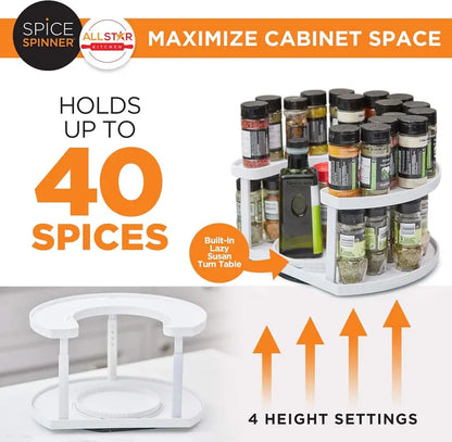 2-Tier Smooth Rotating Lazy Susan Spice Rack Organizer