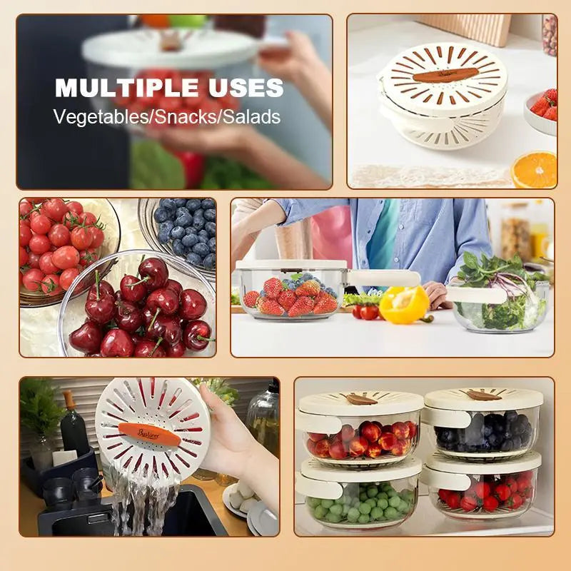 Multifunctional Round Bowl Kitchen Colander with Lid