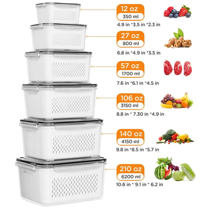 5/6 Pack BPA-Free Plastic Fruit & Vegetable Storage Boxes