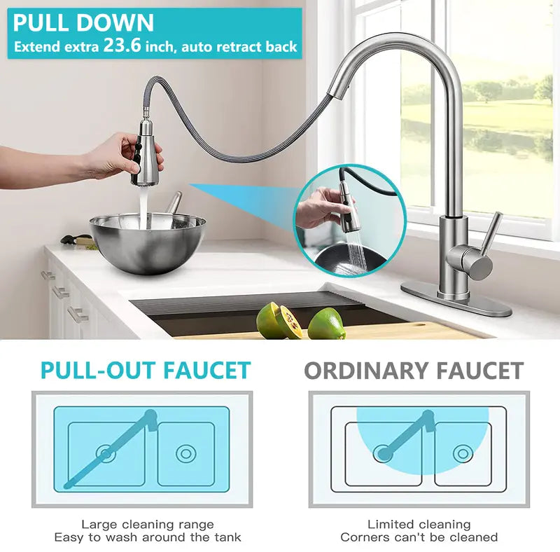 Kitchen Faucet with Pull Down Sprayer