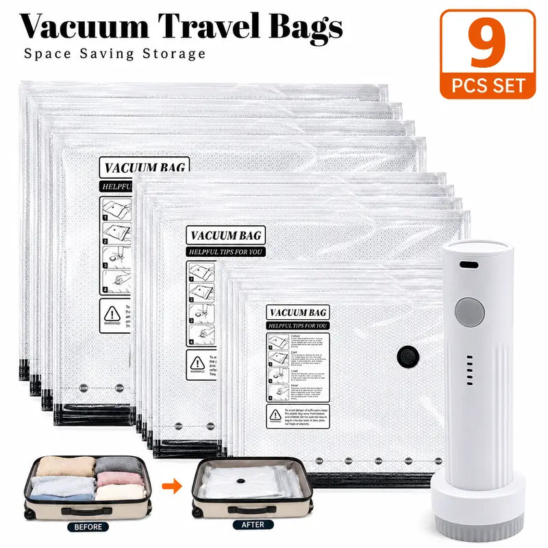 Cordless Travel Vacuum Bag Set