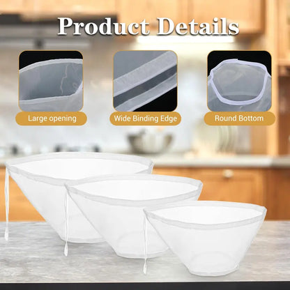 3PCS Bowl-Shaped Nylon Nut Milk Bag