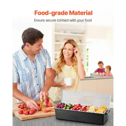 6-Detachable Compartment Ice-Cooled Condiment Server