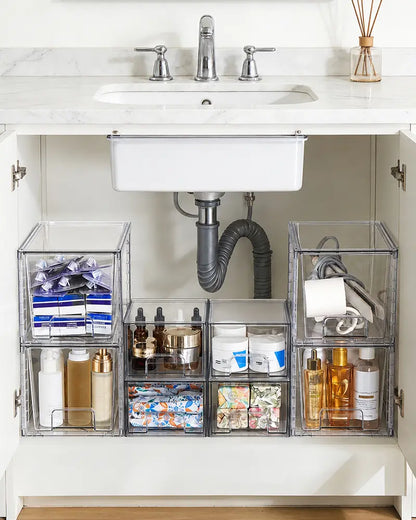 2-8 Pack 12in Stackable Undersink Storage Drawers