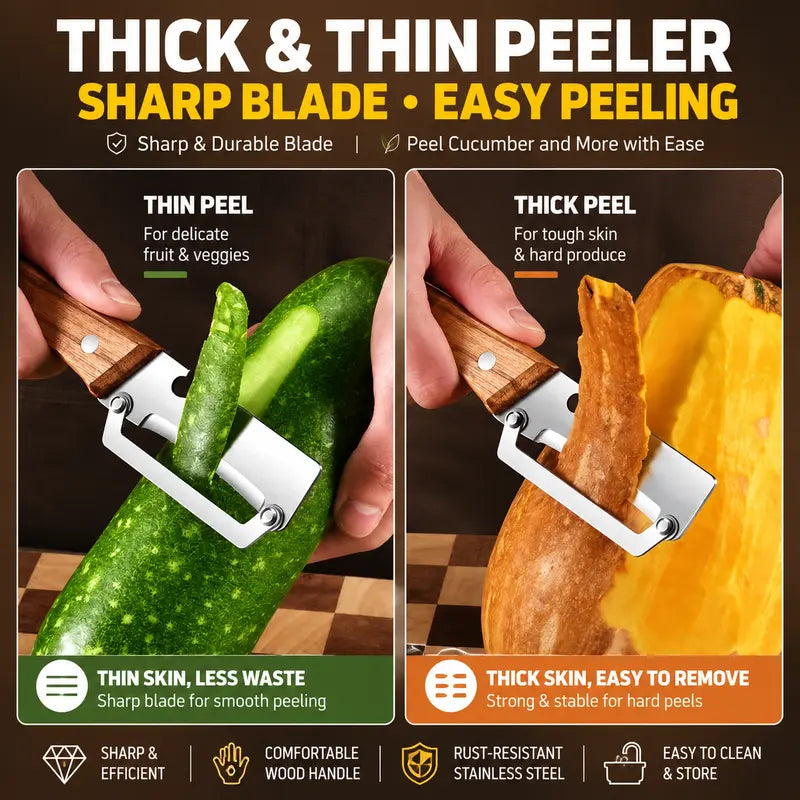 Wood Handle Multifunction Kitchen Peeler