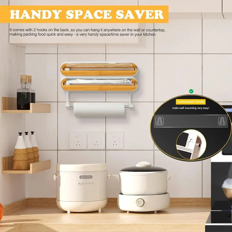 Three-In-One Wall-Mounted Food Wrap Cutter Box