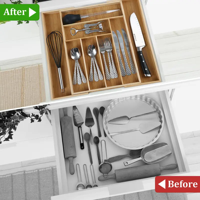 Expandable Bamboo Drawer Organizer